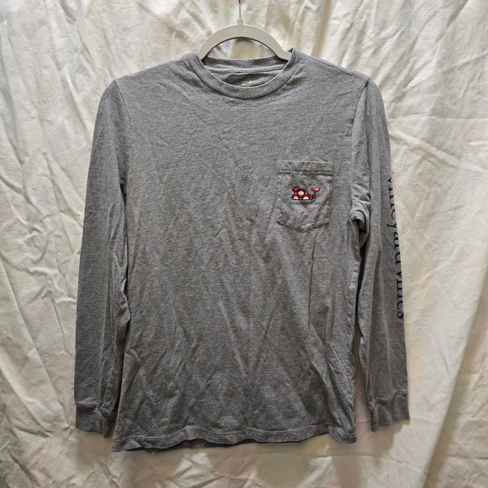 Vineyard Vines Kids XL Gray Basketball Whale Long Sleeve‎ T Shirt Top